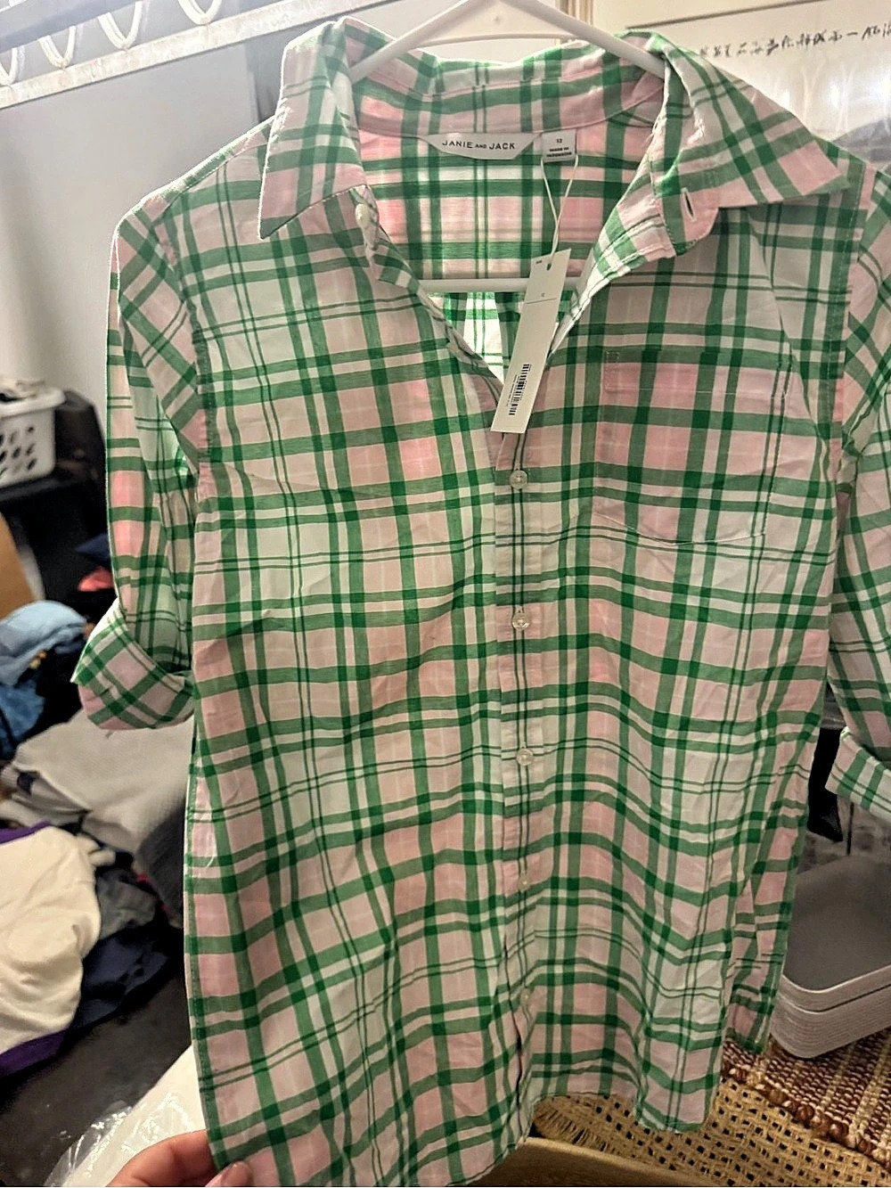 Janie 25and Jack Girls Plaid Button Down Size 12 NWT